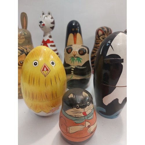 4214 - Fifteen Russian dolls of animal design including panda, pig, penguin, etc