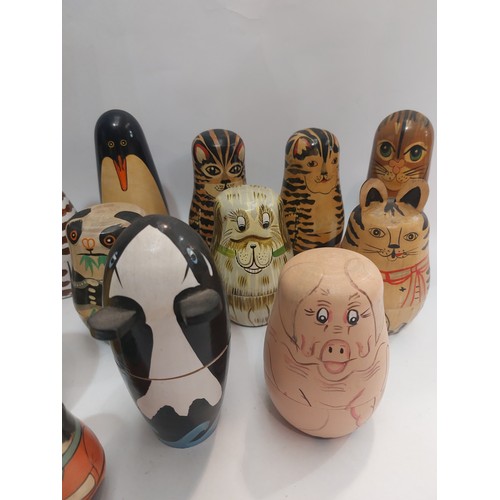 4214 - Fifteen Russian dolls of animal design including panda, pig, penguin, etc