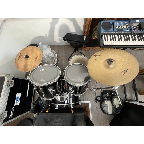 7056 - A Premier five piece drum kit with cymbals and stands including Zildjian