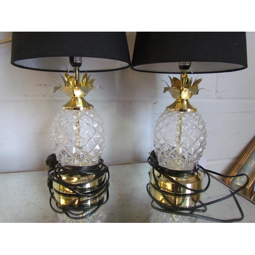 1017 - A pair of pineapple form glass table lamp bases