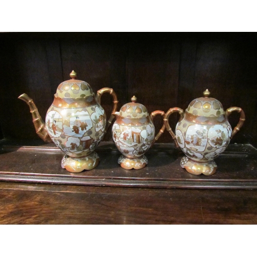 1045 - A Kutani gilt tea set with character mark stickers to bases    (E) £3040