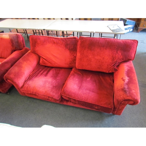 1151 - A rich red velvet upholstered deep-seated two seater settee   (E) £30-50