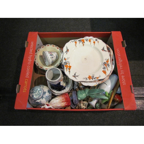 1482 - Three boxes of mixed wares, ceramics, teapots, etc