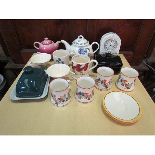 1483 - A quantity of ceramics including Emma Bridgewater cups, Le Creuset teapot-cup and Aynsley clock, 2 P... 