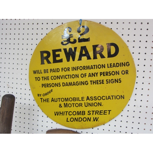 9015 - A painted tin sign to look like an AA £2 reward sign. 14.5