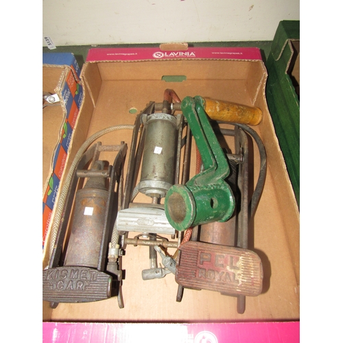 9048 - Three foot pumps including Kismet,  Sutty and PCL Royal and a Lister crank handle
