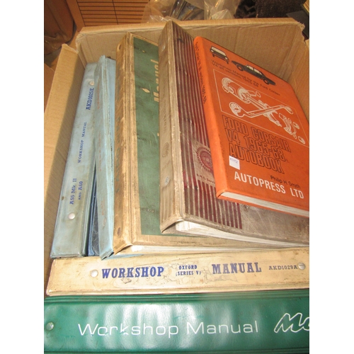 9082 - A box of manuals and books including Maxi, Cowley and Ford, etc