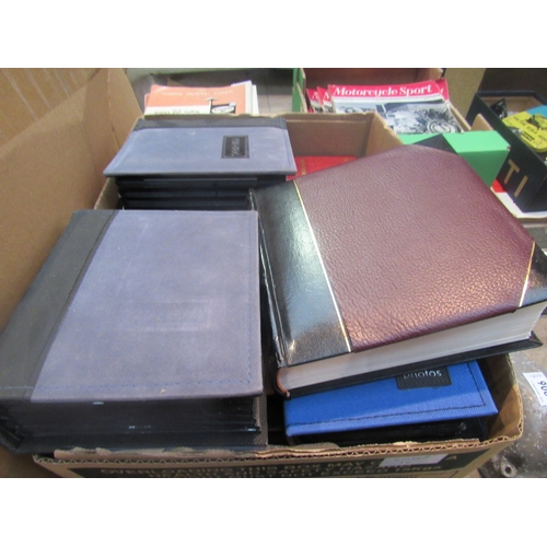 9086 - Three boxes containing photograph albums and loose photos covering vintage classic vehichles includi... 