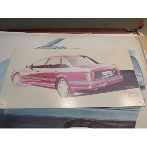 9108 - A folder and two mounted designs of AC prototype factory original drawings. Approx. 60 in total   (C... 