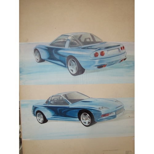 9108 - A folder and two mounted designs of AC prototype factory original drawings. Approx. 60 in total   (C... 