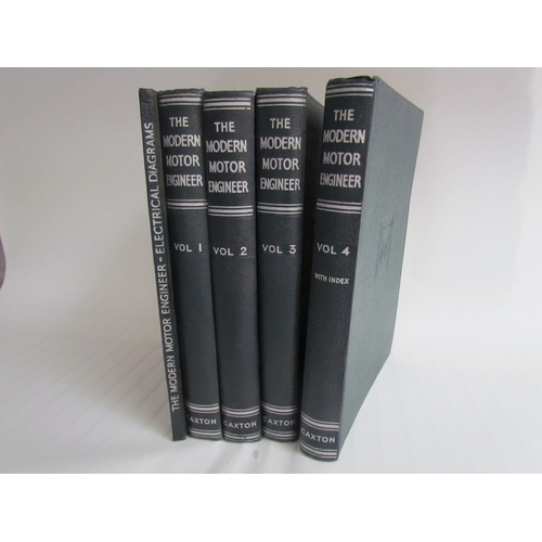 9130 - Caxton 'The Modern Motor Engineer' volumes one to four along with electrical diagrams   (E) £15-20