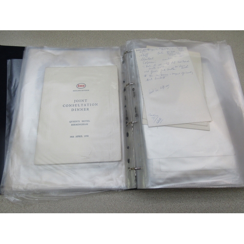 9134 - A folder containing various Esso related ephemera including Annual Dinner Menus from the 1950's, Ang... 