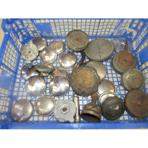 9160 - A tray of mixed fuel filler caps