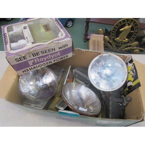 9171 - A box of mixed lamps including Lucas