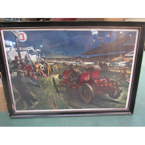 9183 - A framed and glazed vintage motor racing print, 51cm x 36cm     (C)