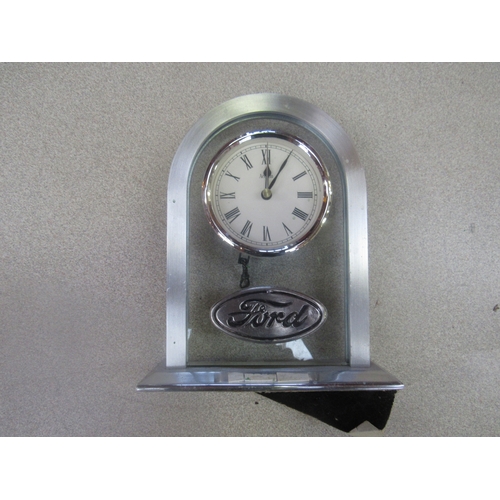9188 - A chromed Ford dash clock and a Ford presentation clock (2)