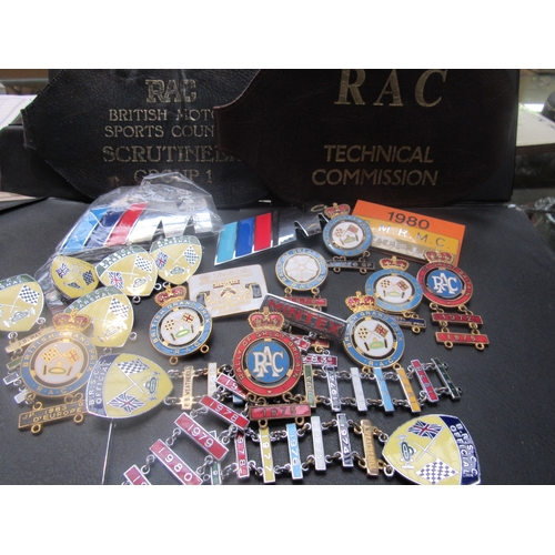 9244 - A quantity of mixed motoring related pin badges along with two RAC sports council armbands and two M... 