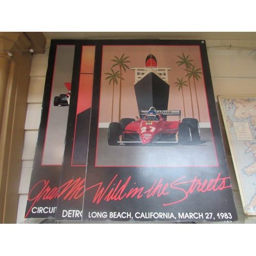 9246 - Three 1983 Grand Prix posters on card, 61cm x 91cm