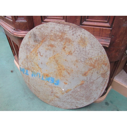 9249 - A circular tin sign made up with stickers to look like an Automobile Association sign, 74cm diameter