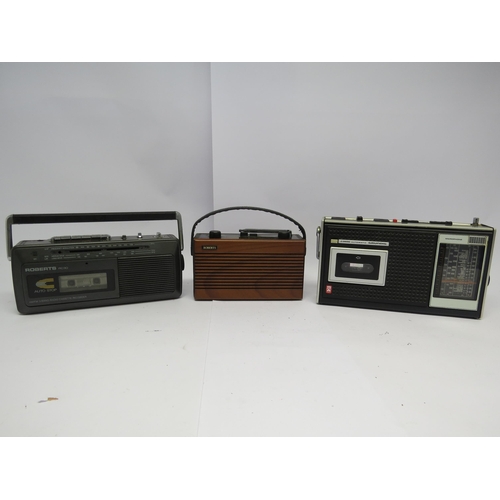 7395 - Two portable radio cassette recorders to include Roberts RC30 and Grundig C2600 and a Roberts radio ... 