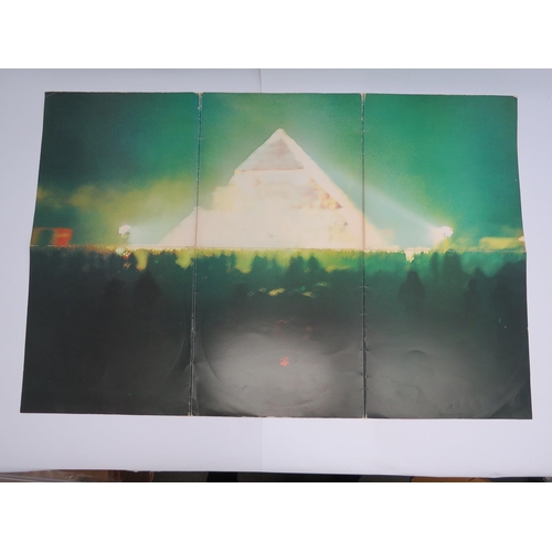 7117 - 'Glastonbury Fayre- The Electric Score' 1972 triple LP in fold out poster sleeve, no inserts or plas... 