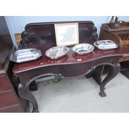 1014 - A Victorian mahogany console table on cabriole fore legs, single frieze drawer, 108cm tall x 123cm w... 