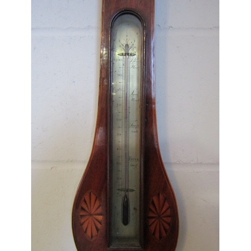 1011 - A 19th Century Tettamanzi of Colchester mahogany and marquetry wheel barometer, 101cm high    (E) £2... 