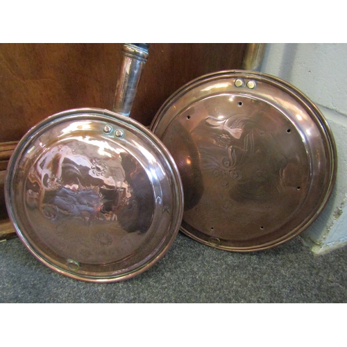 1017 - Two copper bed warming pans        (E) £8-12