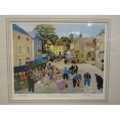 1018 - Two pencil signed prints after M.M. Loxton depicting French market town scenes.  Framed and glazed. ... 