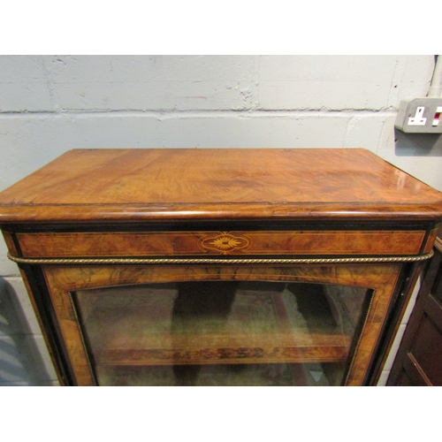 1039 - A Victorian walnut pier cabinet, ormolu embellishment, ebony and string inlay, with key, 108cm tall ... 