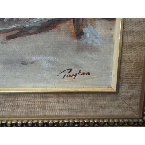 1042 - PAYTON: An oil on board of a woodland winter scene.  Signed lower right.  Framed. 29cm x 24cm image ... 