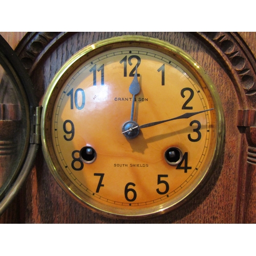 1071 - Two mantel clocks to include slate and marble example, both with keys and pendulums