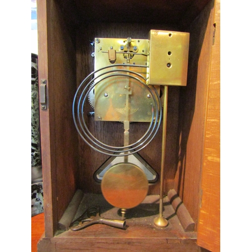 1071 - Two mantel clocks to include slate and marble example, both with keys and pendulums