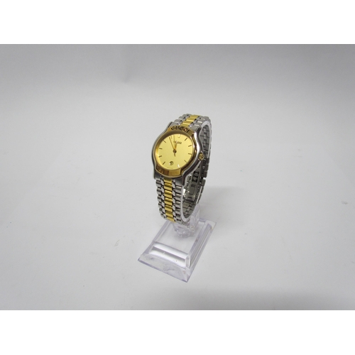 8134 - A lady's Gucci wristwatch Model No 1611524, bi-metallic with date aperture, boxed with paperwork