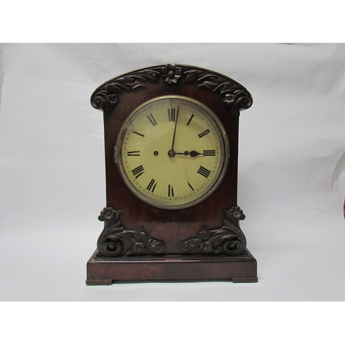 8073 - A 19th Century mahogany cased bracket clock, twin fusee movement with rack strike on a bell, case an... 