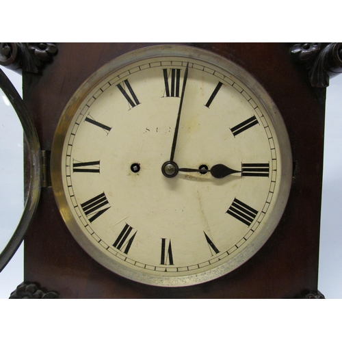 8073 - A 19th Century mahogany cased bracket clock, twin fusee movement with rack strike on a bell, case an... 