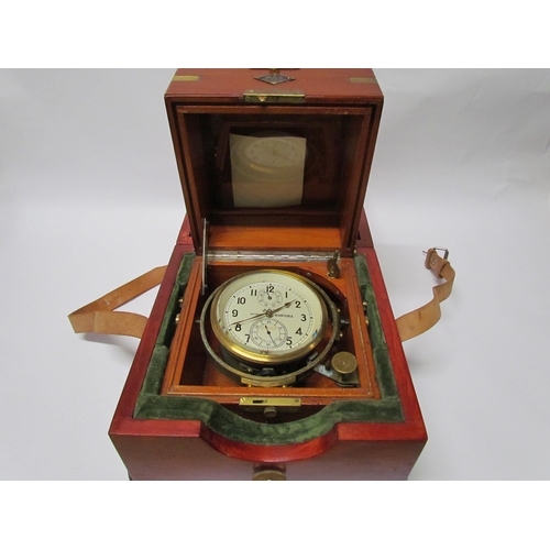 8078 - An early 20th Century Russian marine chronometer with silvered Arabic dial and twin subsidiary dials... 