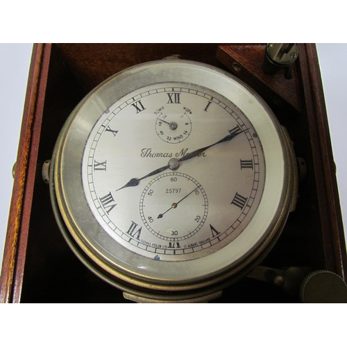 8079 - An early 20th Century marine chronometer by Thomas Mercer Ltd. , silvered Roman dial in brass gimbal... 