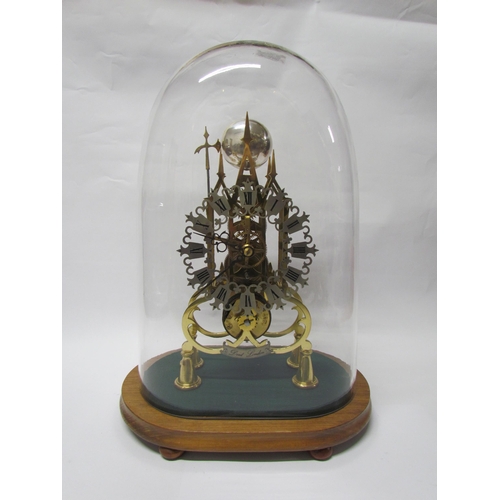 8067 - A 20th Century framed Gothic style skeleton timepiece, signed Dent, London with silvered Roman chapt... 