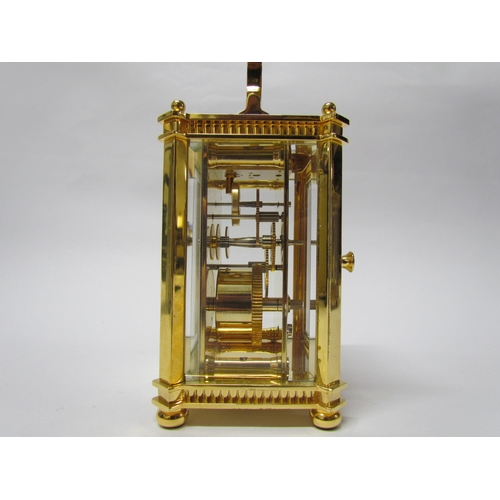 8081 - Two modern brass cased carriage timepieces retailed by H. Samuel and Dipples (one with greenbox) (2)... 