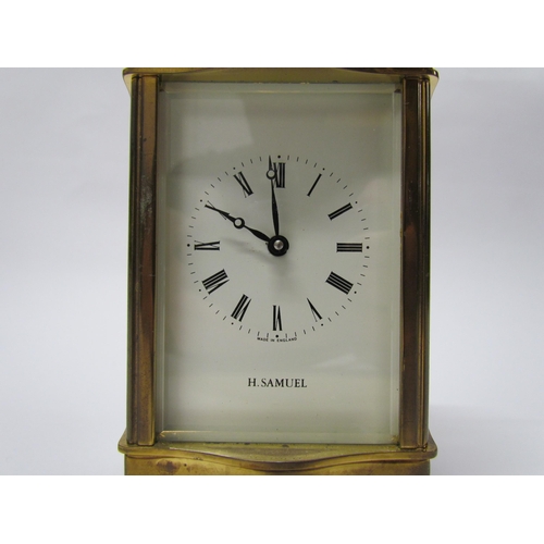 8081 - Two modern brass cased carriage timepieces retailed by H. Samuel and Dipples (one with greenbox) (2)... 