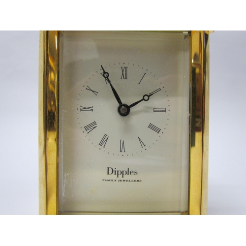 8081 - Two modern brass cased carriage timepieces retailed by H. Samuel and Dipples (one with greenbox) (2)... 