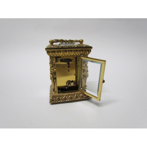 8085 - Two 20th Century miniature carriage timepieces, one with enamelled dial and side panels, the other i... 