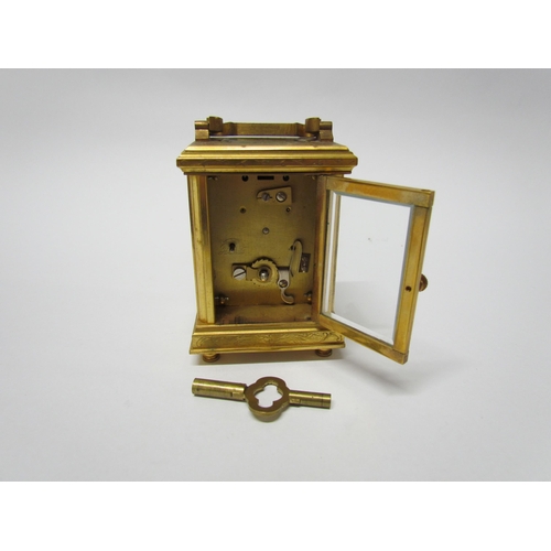 8085 - Two 20th Century miniature carriage timepieces, one with enamelled dial and side panels, the other i... 