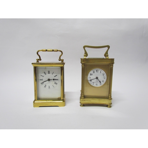 8084 - Two 20th Century brass cased carriage timepieces with Swiss lever platform escapements (both a/f) (2... 