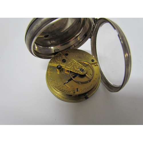 8099 - Two 19th Century open faced pocket watches, one with fusee movement, together with a silver cased Tr... 