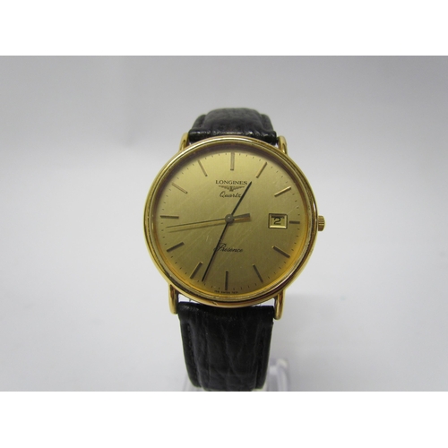 8131 - A Longines Presence quartz wristwatch with gold plated and stainless steel case