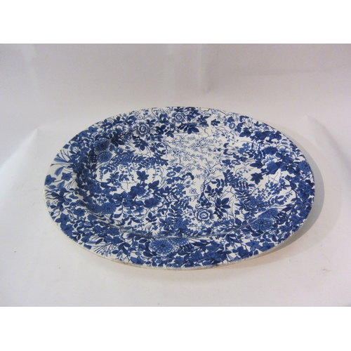 1430 - A Victorian Brown Westhead & Moore blue and white serving plate, 43cm long