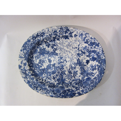 1430 - A Victorian Brown Westhead & Moore blue and white serving plate, 43cm long