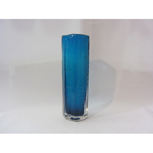 1438 - A Whitefriars Kingfisher blue ‘Cucumber’ glass vase, by Geoffrey Baxter, 29cm tall